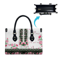 Green Romanian National Costume Leather Bag Peony Flowers Traditional Folk Pattern - Wonder Print Shop