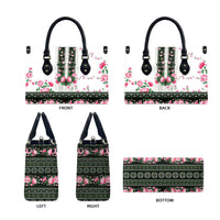 Green Romanian National Costume Leather Bag Peony Flowers Traditional Folk Pattern - Wonder Print Shop