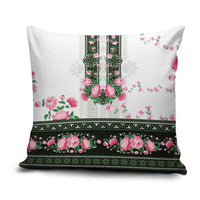 Green Romanian National Costume Pillow Cover Peony Flowers Traditional Folk Pattern - Wonder Print Shop