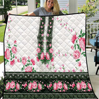 Green Romanian National Costume Quilt Peony Flowers Traditional Folk Pattern - Wonder Print Shop