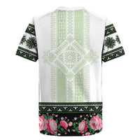 Green Romanian National Costume Rugby Jersey Peony Flowers Traditional Folk Pattern - Wonder Print Shop