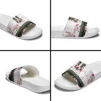 Green Romanian National Costume Slide Sandals Peony Flowers Traditional Folk Pattern - Wonder Print Shop