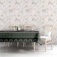 Green Romanian National Costume Tablecloth Peony Flowers Traditional Folk Pattern - Wonder Print Shop