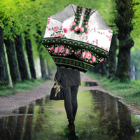 Green Romanian National Costume Umbrella Peony Flowers Traditional Folk Pattern - Wonder Print Shop