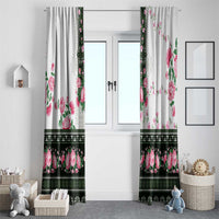 Green Romanian National Costume Window Curtain Peony Flowers Traditional Folk Pattern - Wonder Print Shop