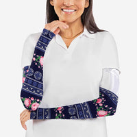 Navy Romanian National Costume Arm Sleeves Peony Flowers Traditional Folk Pattern - Wonder Print Shop
