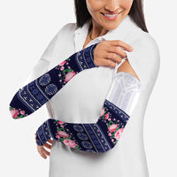 Navy Romanian National Costume Arm Sleeves Peony Flowers Traditional Folk Pattern - Wonder Print Shop