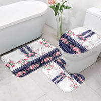 Navy Romanian National Costume Bathroom Set Peony Flowers Traditional Folk Pattern - Wonder Print Shop