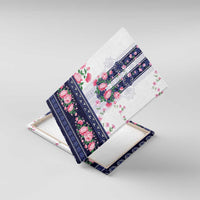 Navy Romanian National Costume Canvas Wall Art Peony Flowers Traditional Folk Pattern - Wonder Print Shop