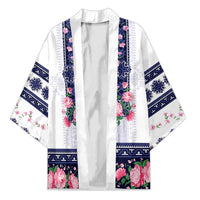 Navy Romanian National Costume Kimono Peony Flowers Traditional Folk Pattern - Wonder Print Shop