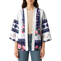 Navy Romanian National Costume Kimono Peony Flowers Traditional Folk Pattern - Wonder Print Shop