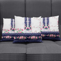 Navy Romanian National Costume Pillow Cover Peony Flowers Traditional Folk Pattern - Wonder Print Shop