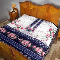 Navy Romanian National Costume Quilt Peony Flowers Traditional Folk Pattern - Wonder Print Shop