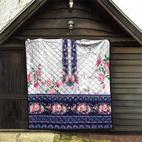 Navy Romanian National Costume Quilt Peony Flowers Traditional Folk Pattern - Wonder Print Shop