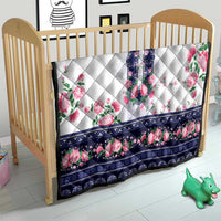 Navy Romanian National Costume Quilt Peony Flowers Traditional Folk Pattern - Wonder Print Shop