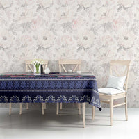 Navy Romanian National Costume Tablecloth Peony Flowers Traditional Folk Pattern - Wonder Print Shop