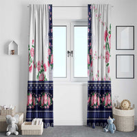 Navy Romanian National Costume Window Curtain Peony Flowers Traditional Folk Pattern - Wonder Print Shop