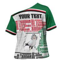 Personalized Sudan Cross Shoulder Shirt Secretary Bird With Typography Patterns - Wonder Print Shop