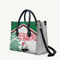 Sudan Leather Bag Secretary Bird With Typography Patterns - Wonder Print Shop