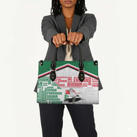Sudan Leather Bag Secretary Bird With Typography Patterns - Wonder Print Shop