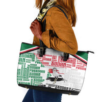 Sudan Leather Tote Bag Secretary Bird With Typography Patterns - Wonder Print Shop