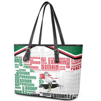 Sudan Leather Tote Bag Secretary Bird With Typography Patterns - Wonder Print Shop