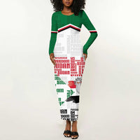 Personalized Sudan Long Sleeve Bodycon Dress Secretary Bird With Typography Patterns - Wonder Print Shop