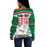 Personalized Sudan Off Shoulder Sweater Secretary Bird With Typography Patterns - Wonder Print Shop