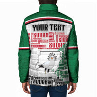 Personalized Sudan Padded Jacket Secretary Bird With Typography Patterns - Wonder Print Shop