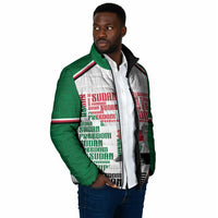 Personalized Sudan Padded Jacket Secretary Bird With Typography Patterns - Wonder Print Shop