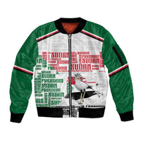 Personalized Sudan Sleeve Zip Bomber Jacket Secretary Bird With Typography Patterns - Wonder Print Shop