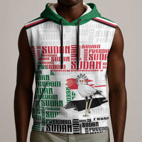 Personalized Sudan Sleeveless Hoodie Secretary Bird With Typography Patterns - Wonder Print Shop