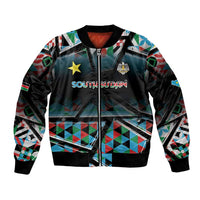 Custom South Sudan Bomber Jacket Geometric African Patterns - Wonder Print Shop