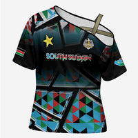 Custom South Sudan Cross Shoulder Shirt Geometric African Patterns - Wonder Print Shop