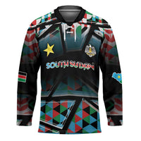Custom South Sudan Hockey Jersey Geometric African Patterns - Wonder Print Shop