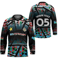 Custom South Sudan Hockey Jersey Geometric African Patterns - Wonder Print Shop
