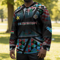 Custom South Sudan Hockey Jersey Geometric African Patterns - Wonder Print Shop