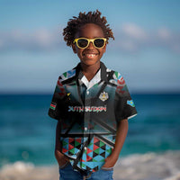 Custom South Sudan Kid Hawaiian Shirt Geometric African Patterns - Wonder Print Shop