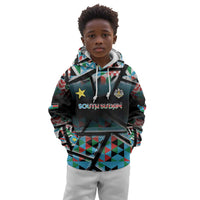 Custom South Sudan Kid Hoodie Geometric African Patterns - Wonder Print Shop