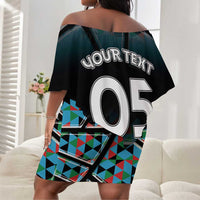 Custom South Sudan Off Shoulder Short Dress Geometric African Patterns - Wonder Print Shop