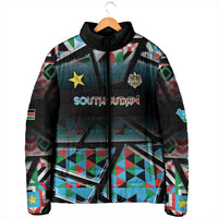 Custom South Sudan Padded Jacket Geometric African Patterns - Wonder Print Shop