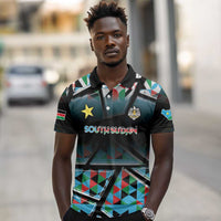 Custom South Sudan Polo Shirt Geometric African Patterns - Wonder Print Shop