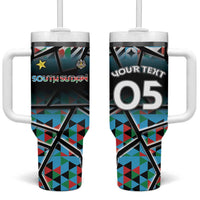 Custom South Sudan Tumbler With Handle Geometric African Patterns - Wonder Print Shop