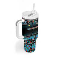 Custom South Sudan Tumbler With Handle Geometric African Patterns - Wonder Print Shop