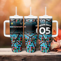 Custom South Sudan Tumbler With Handle Geometric African Patterns - Wonder Print Shop