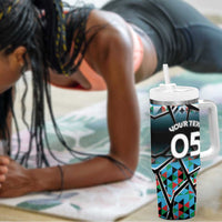 Custom South Sudan Tumbler With Handle Geometric African Patterns - Wonder Print Shop