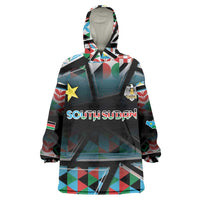 Custom South Sudan Wearable Blanket Hoodie Geometric African Patterns - Wonder Print Shop