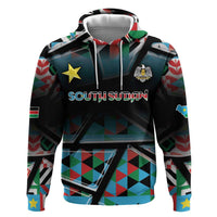 Custom South Sudan Zip Hoodie Geometric African Patterns - Wonder Print Shop