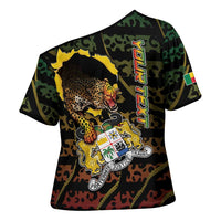 Personalized Benin Cross Shoulder Shirt Powerful African Leopard - Wonder Print Shop