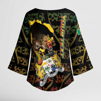 Personalized Benin Kimono Sleeve Blouse Powerful African Leopard - Wonder Print Shop
